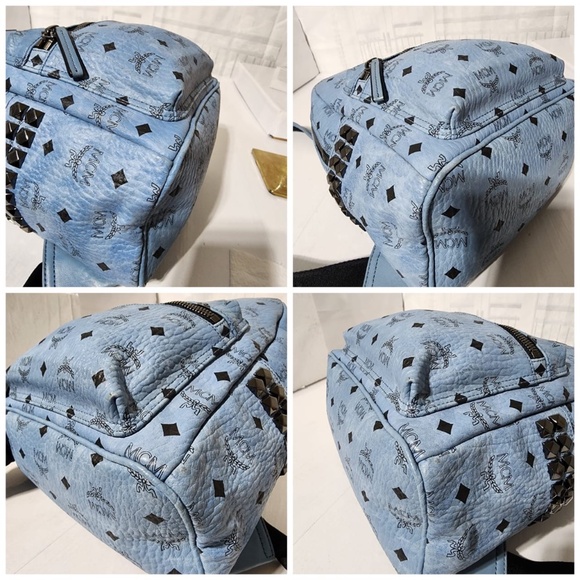 Authentic MCM Visetos Small Side Stud Stark Backpack Munich Blue - Picture 12 of 16